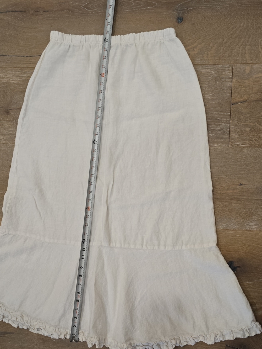 White 100% Linen Maxi Skirt with Ruffle Trim - Picture 6 of 6